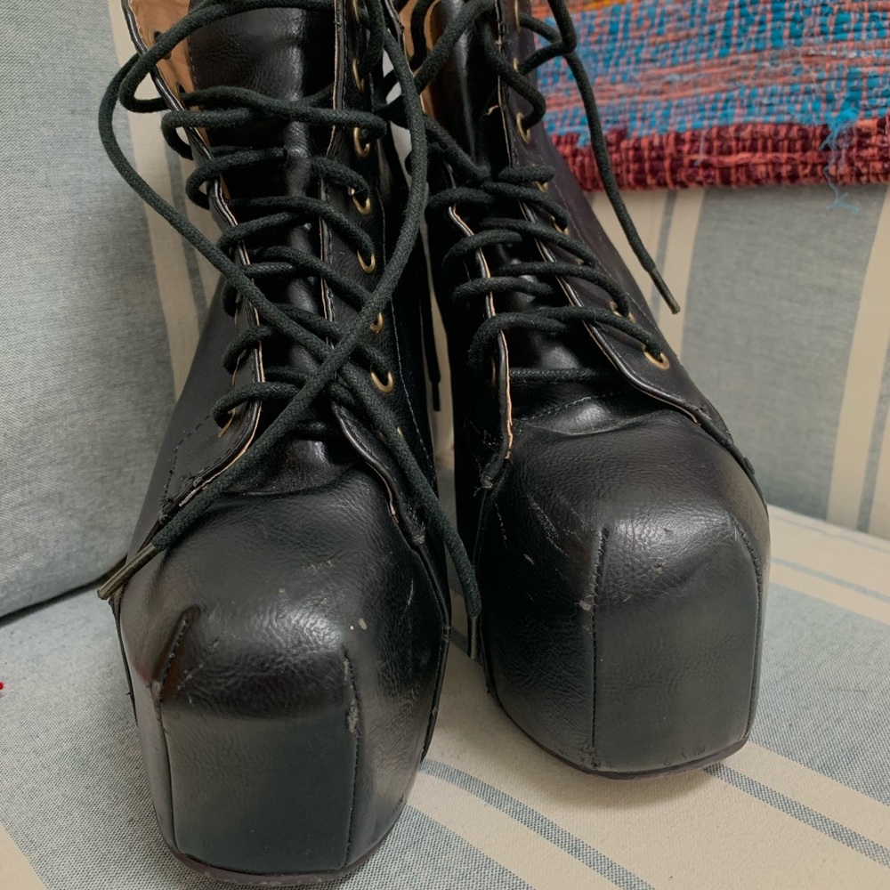 black platform heels